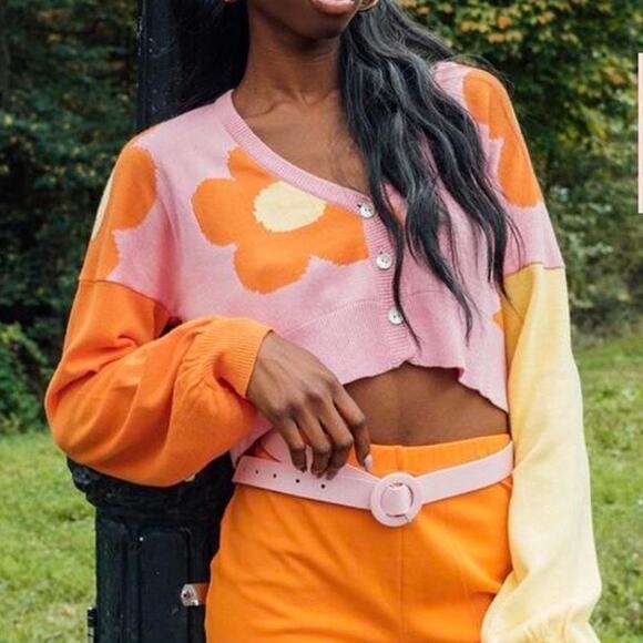 Nissa Susie Cardigan Small Cropped Floral - Picture 1 of 5